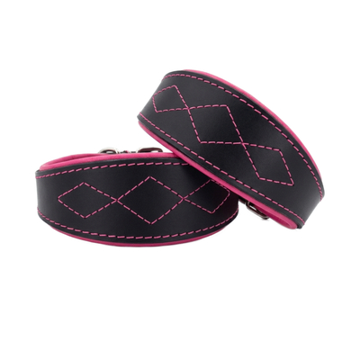 Kožený obojek pro chrty Simply Casual – Pink